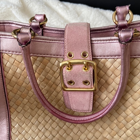 COACH - vtg. Pink straw hand bag, vintage - Picture 8 of 11